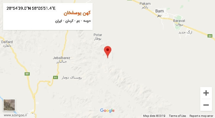 روستای کهن یوسفخان بر روی نقشه