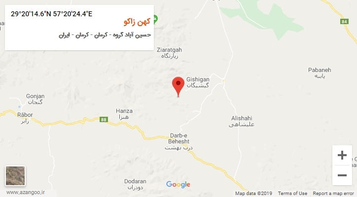 روستای کهن زاکو بر روی نقشه