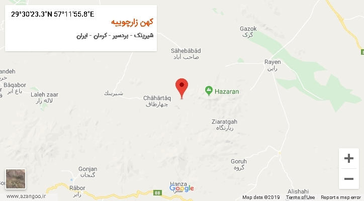 روستای کهن زارچوییه بر روی نقشه