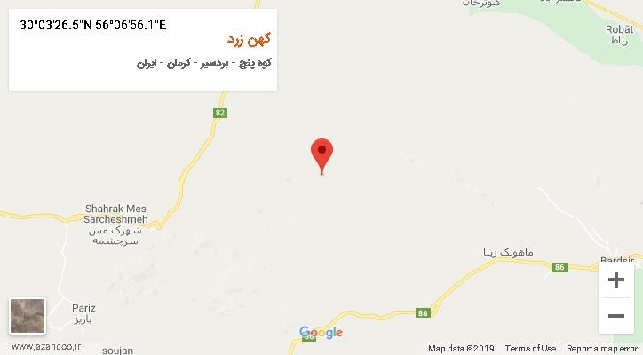 روستای کهن زرد بر روی نقشه