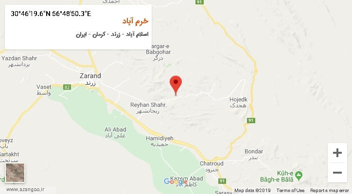 روستای خرم آباد بر روی نقشه