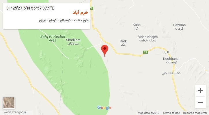 روستای خرم آباد بر روی نقشه