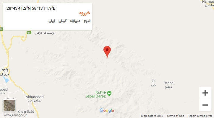 روستای خررود بر روی نقشه