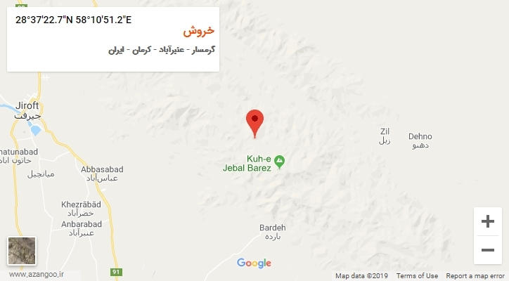 روستای خروش بر روی نقشه
