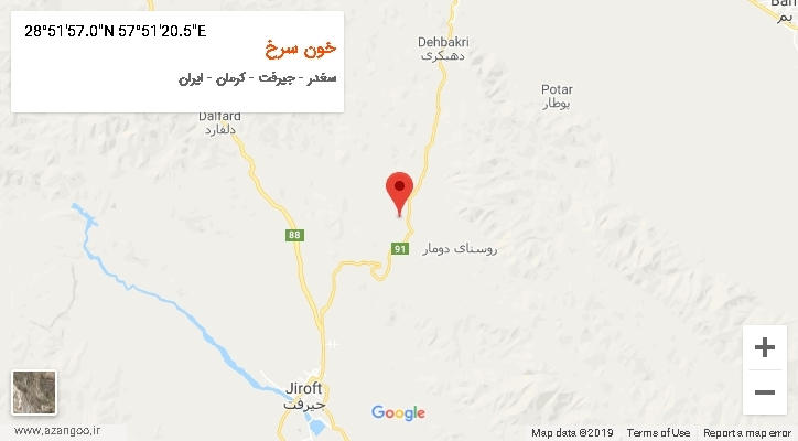 روستای خون سرخ بر روی نقشه