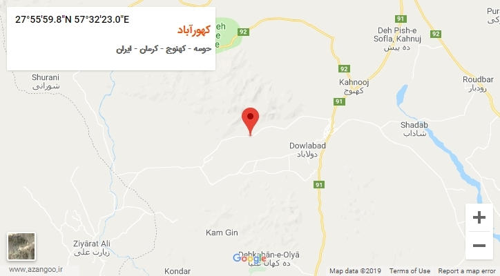 روستای کهورآباد بر روی نقشه