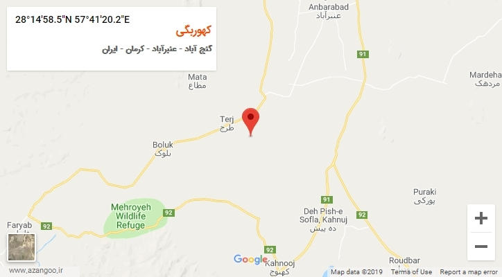 روستای کهوربگی بر روی نقشه