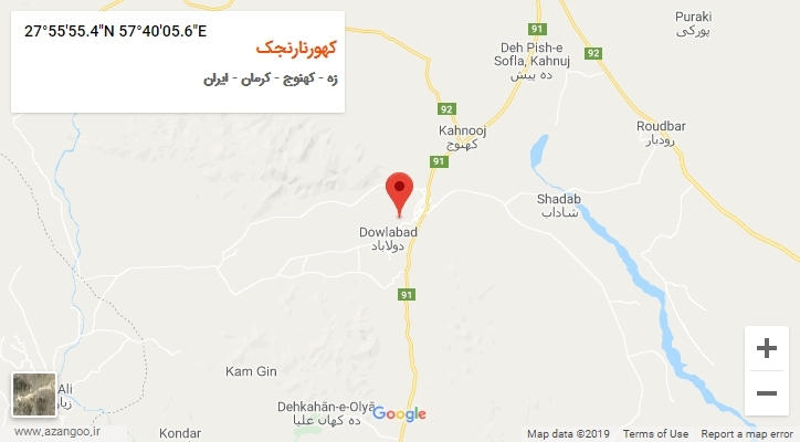 روستای کهورنارنجک بر روی نقشه