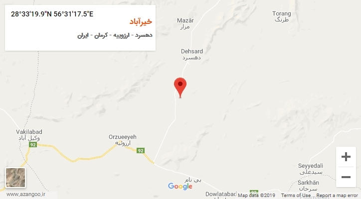 روستای خیرآباد بر روی نقشه