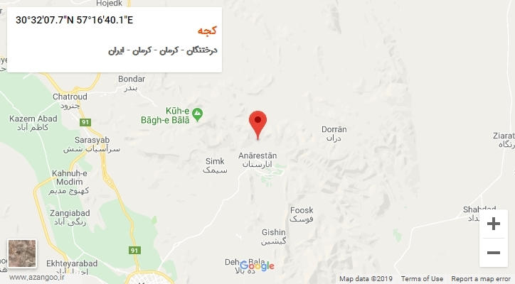 روستای کجه بر روی نقشه