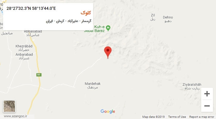 روستای کلوک بر روی نقشه