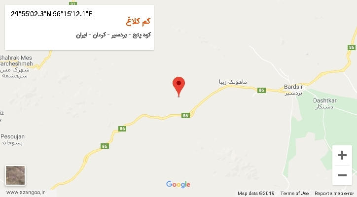 روستای کم کلاغ بر روی نقشه