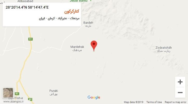 روستای کنارکرکون بر روی نقشه