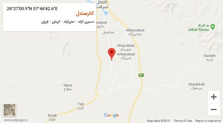 روستای کنارصندل بر روی نقشه
