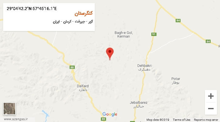 روستای کنگرستان بر روی نقشه