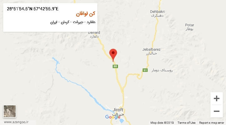 روستای کن لوافان بر روی نقشه
