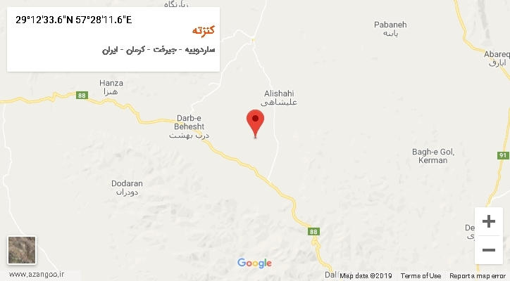 روستای کنزته بر روی نقشه