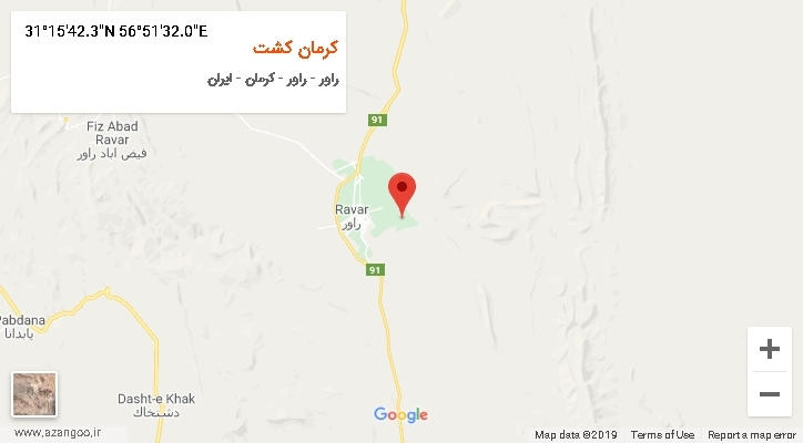 روستای کرمان کشت بر روی نقشه