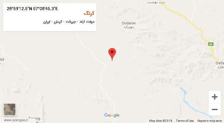 روستای کرنگ بر روی نقشه