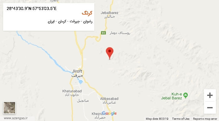 روستای کرنگ بر روی نقشه