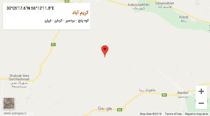 روستای کریم آباد بر روی نقشه