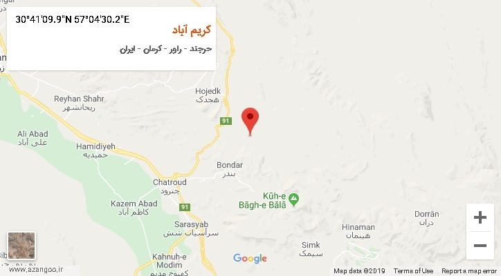 روستای کریم آباد بر روی نقشه