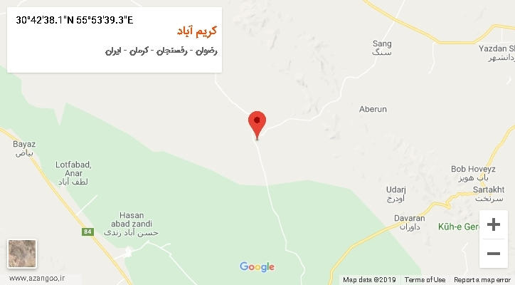 روستای کریم آباد بر روی نقشه