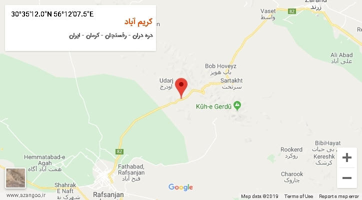 روستای کریم آباد بر روی نقشه