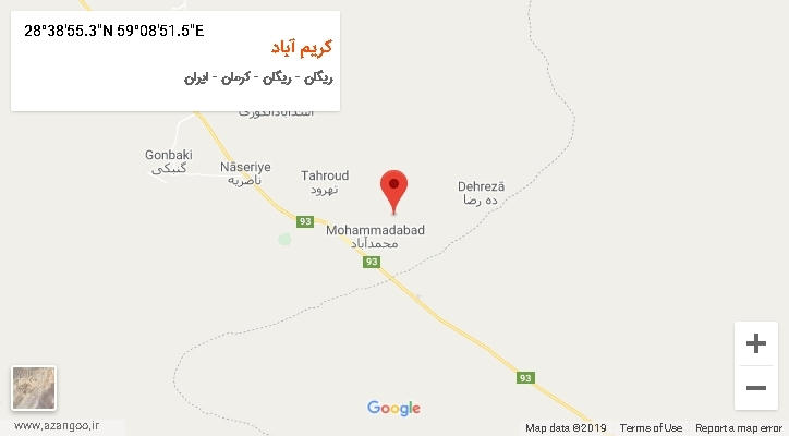 روستای کریم آباد بر روی نقشه