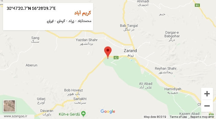 روستای کریم آباد بر روی نقشه
