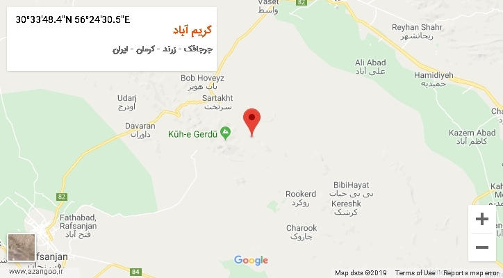 روستای کریم آباد بر روی نقشه