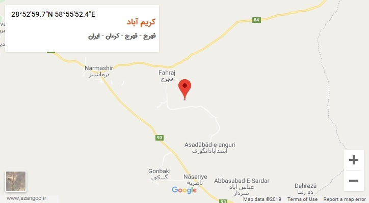 روستای کریم آباد بر روی نقشه