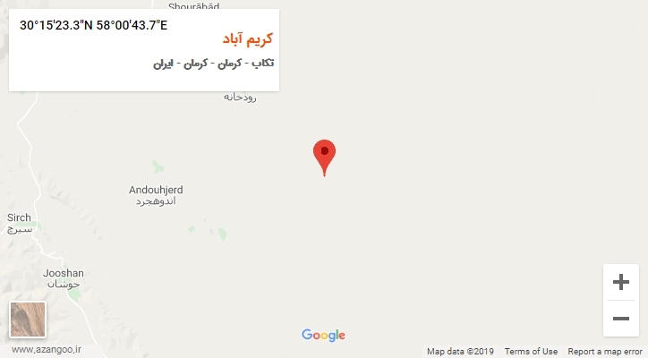 روستای کریم آباد بر روی نقشه