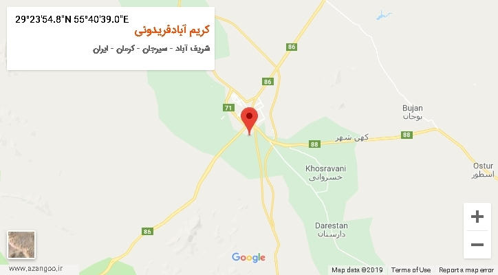 روستای کریم آبادفریدونی بر روی نقشه