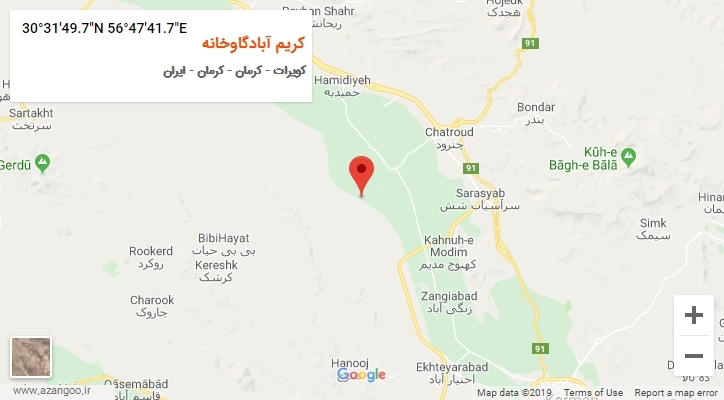 روستای کریم آبادگاوخانه بر روی نقشه