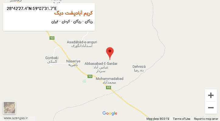 روستای کریم آبادپشت دیگ بر روی نقشه