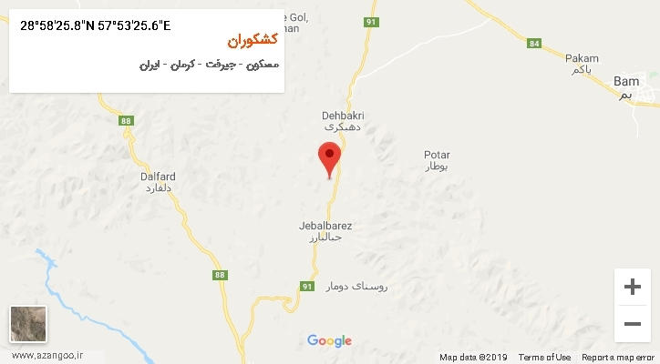 روستای کشکوران بر روی نقشه