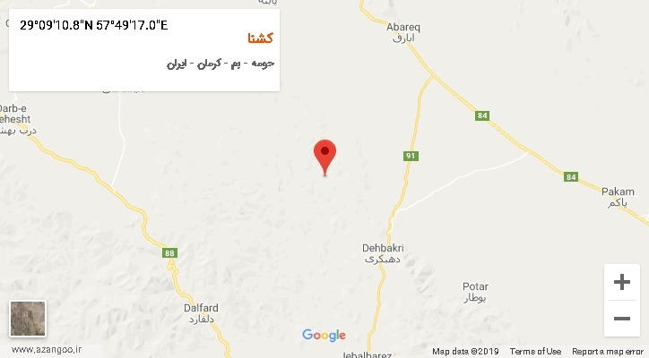 روستای کشنا بر روی نقشه
