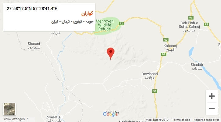 روستای کواران بر روی نقشه