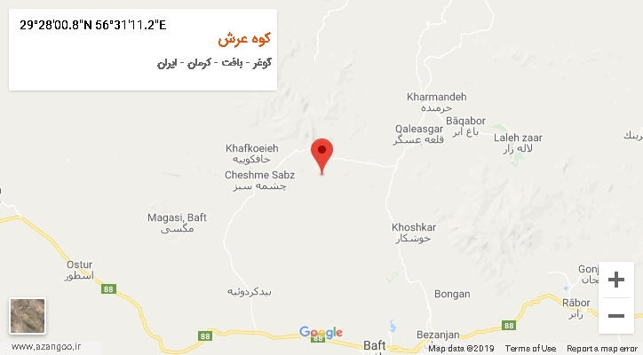 روستای کوه عرش بر روی نقشه