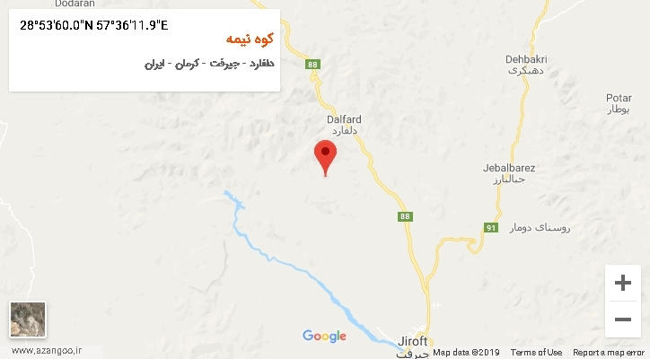 روستای کوه نیمه بر روی نقشه