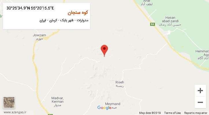 روستای کوه سنجان بر روی نقشه