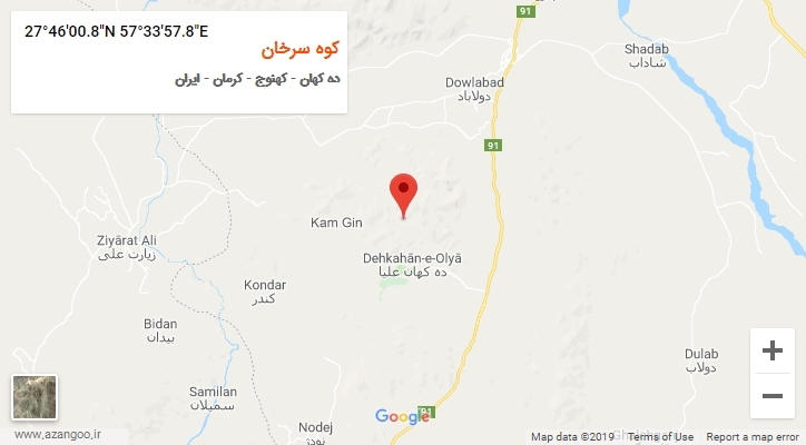 روستای کوه سرخان بر روی نقشه