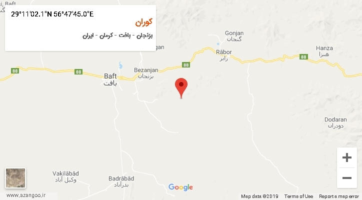 روستای کوران بر روی نقشه