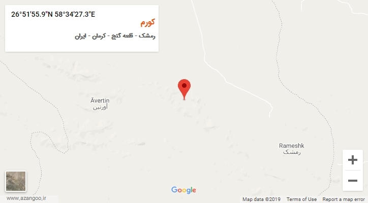 روستای کورم بر روی نقشه