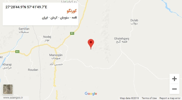 روستای کورنگو بر روی نقشه