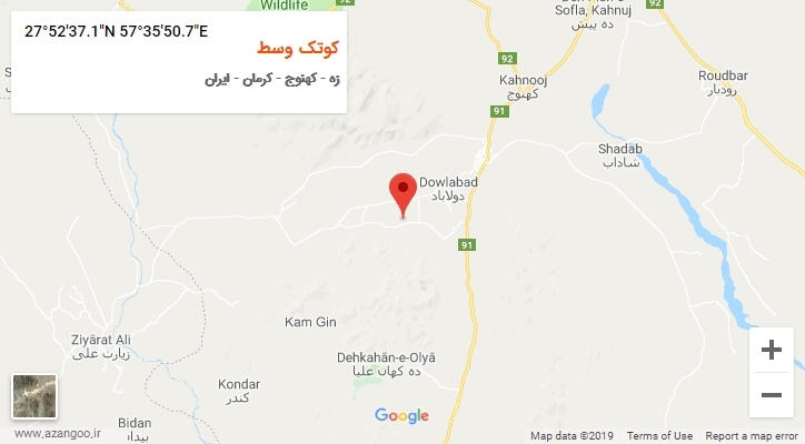 روستای کوتک وسط بر روی نقشه