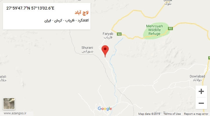 روستای لاچ آباد بر روی نقشه