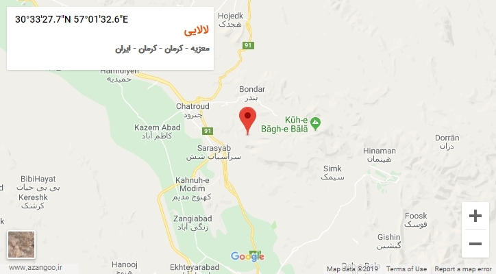 روستای لالایی بر روی نقشه