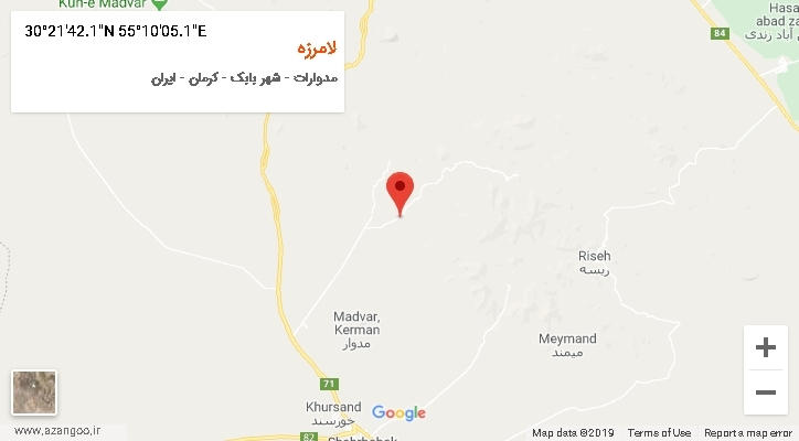 روستای لامرزه بر روی نقشه